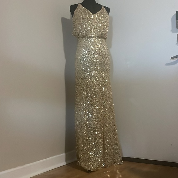 B.Darlin Metallic Gold Sequin Gown Size 5/6 - Picture 1 of 12
